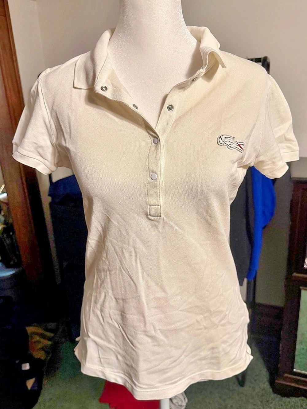 Lacoste Women's Classic Petit Piqué Polo Shirt Cream Size XS-S